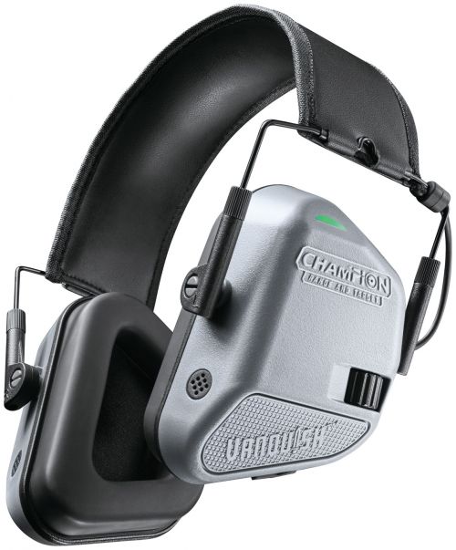 Champion Targets Vanquish Electronic Hearing Muff Over the Head Gray Ear Cups w/Black Band