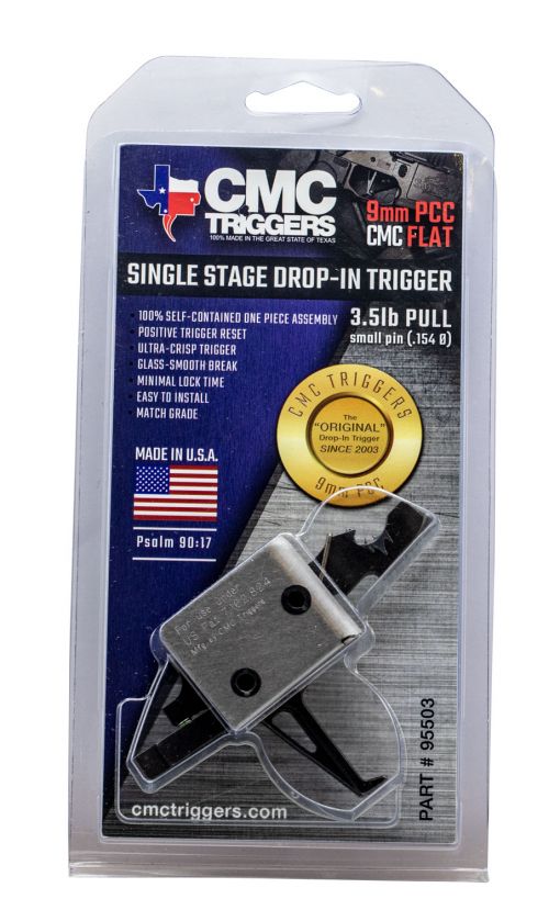 CMC Triggers Drop-In PCC AR-15, AR-10 9mm Single-Stage Flat 3.00-3.50 lbs