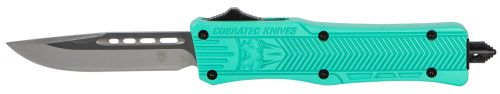 Cobra Tec Knives CTK-1 Small 2.75 Drop Point Plain D2 Steel Tiffany Blue Aluminum Handle OTF