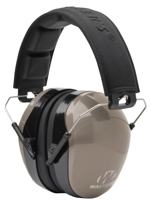 Walkers Pro Low Profile Muff Polymer 22 dB Folding Over the Head Flat Dark Earth Ear Cups with Black Headband Adult