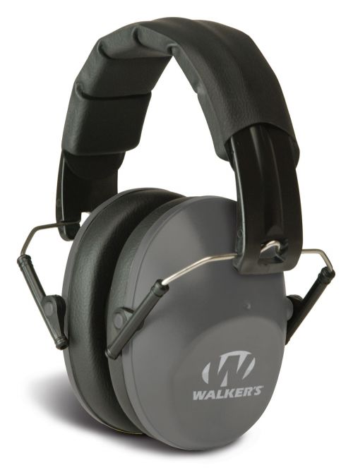 Walkers Pro Low Profile Muff Polymer 22 dB Folding Over the Head Gray Ear Cups with Black Headband Adult