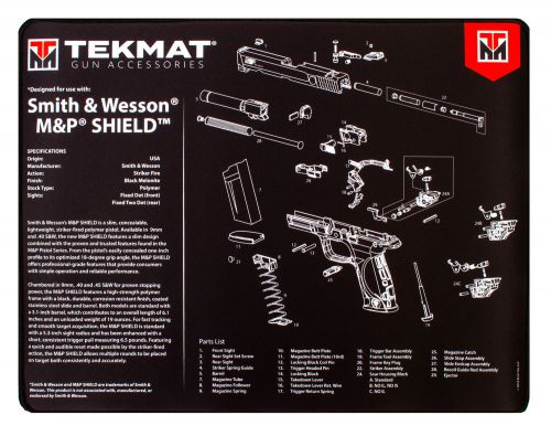 TekMat Ultra Premium Cleaning Mat S&W M&P Shield Parts Diagram 15 x 20