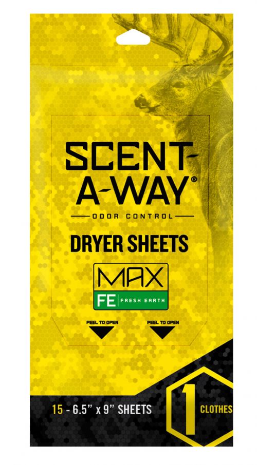 Hunters Specialties Scent-A-Way Max Dryer Sheets Odor Eliminator Earth 15 Pack