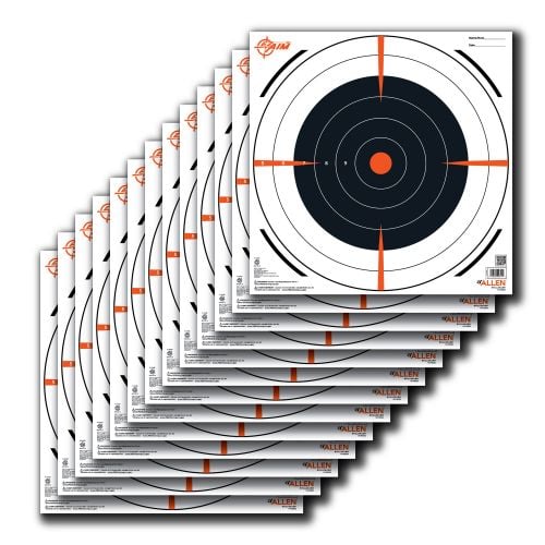 Allen EZ Aim Paper 12 x 12 Bullseye Black/Orange/White 12 Per Pack