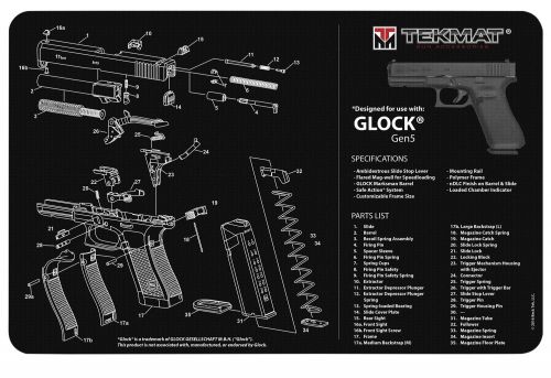 TekMat TEKR17G5 Original Cleaning Mat For Glock Gen5 Parts Diagram 11 x 17