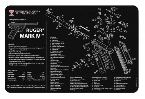TekMat Original Cleaning Mat Ruger Mark IV Parts Diagram 11 x 17