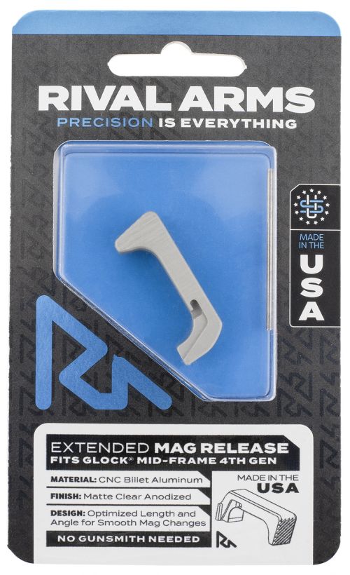 Rival Arms Magazine Release Fits For Glock Gen4 Extended Silver Aluminum