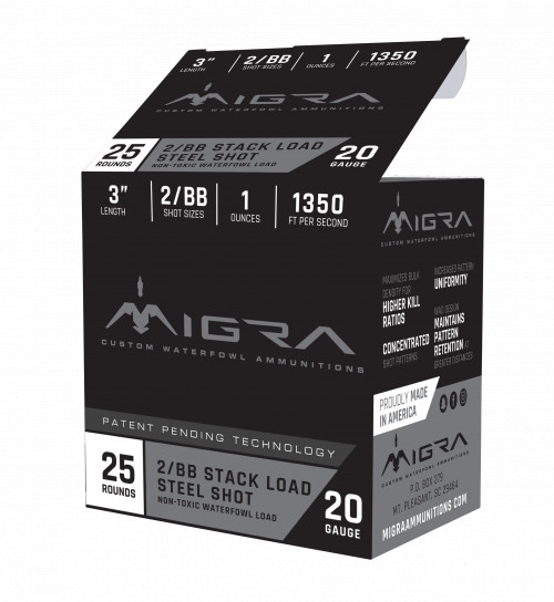 Migra Ammunitions M20S2BB6P Combinational Weekender 20 Gauge 3 1 oz 2, BB Shot 25 Per Box/6 Cs