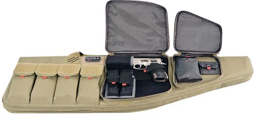 G*Outdoors GPS-T42ART Tactical AR Case 42 Tan 1000D Nylon with Mag & Storage Pockets, Lockable Zippers, External Handgun Pocket