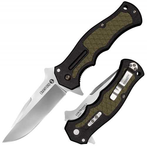 Cold Steel Crawford 1 3.50 Folding Plain 4034 Stainless Steel Blade Zy-Ex Black/OD Green Handle