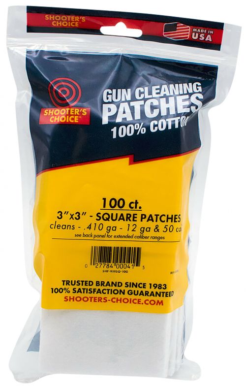 Shooters Choice Cleaning Patches .50 Cal/Multi-Gauge 3 Cotton 100 Per Pkg