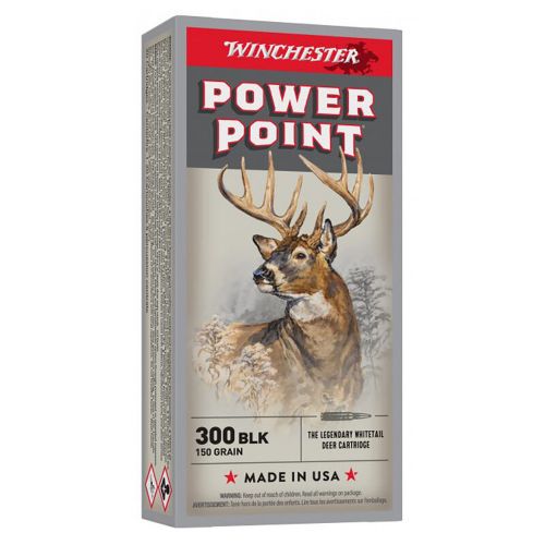 Winchester Power-Point Ammunition 300 AAC Blackout 150 Grain Jacketed Soft Point Box of 20
