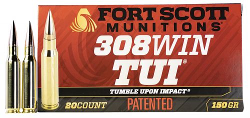 Fort Scott Munitions 308 150gr SCV2 Tumble Upon Impact (TUI) Rifle 308 Win 150 gr Solid Copper Spun 20 Per Box/ 10 Case