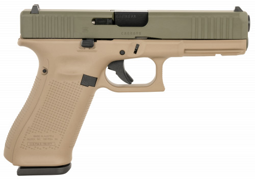 Glock G17 Gen5 Full Size, 9mm Luger, 4.49 Barrel, OD Green Slide, Flat Dark Earth Frame w/Picatinny Rail, 10 rounds