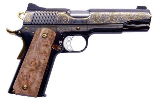 KIMBER, 1911, .45ACP, 5 STAINLESS DELUXE, SCROLL WORK GOLD ROPE INLAY 1 OF 200
