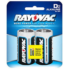 RayoVac 2 Pack Carded Alkaline D Cell Batteries