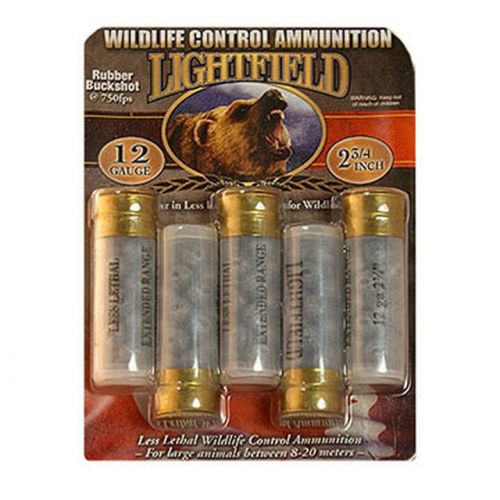 Lightfield Wildlife Control Rubber Buckshot Less Lethal 12 Gauge Ammo 2 3/4 5 Round Box