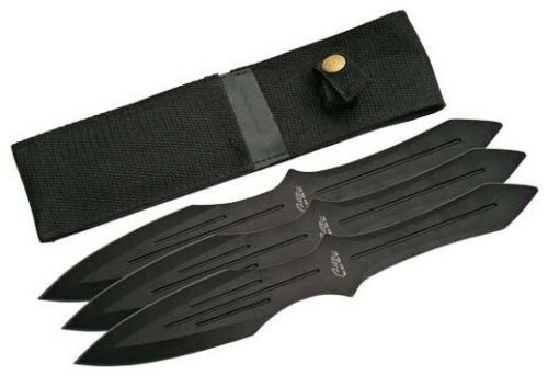 SZCO Rite Edge 9.75 Throwing Knife Black 3pc Set W/Sheath