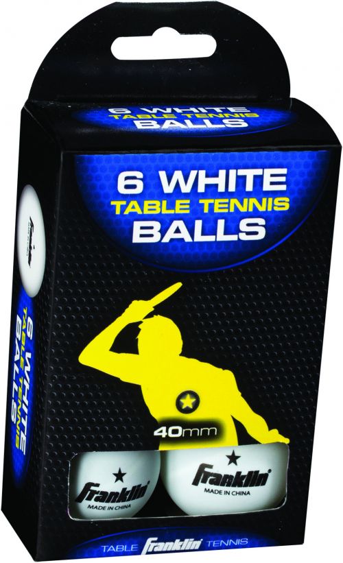 Franklin 40mm 1-Star Table Tennis Balls White 6pk