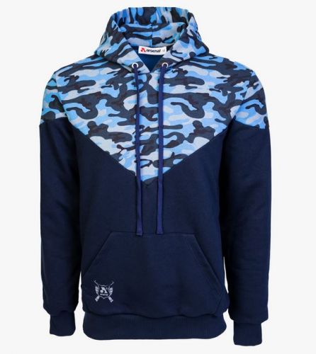 Arsenal Medium Blue Camo Cotton-Poly Relaxed Fit Ascend Pullover Hoodie