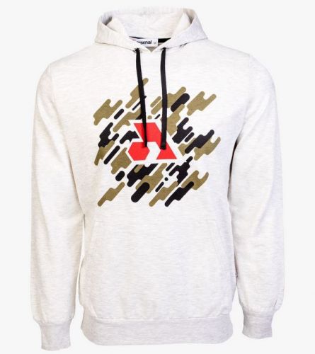 Arsenal Large Beige Cotton-Poly Relaxed Fit Graphic Pullover Hoodie