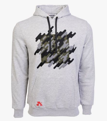 Arsenal Large Gray Cotton-Poly Relaxed Fit Graphic Pullover Hoodie