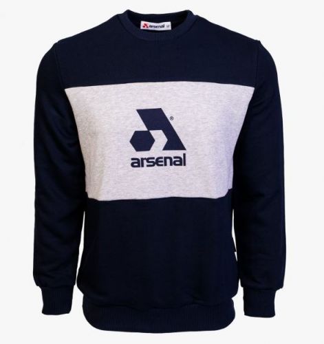 Arsenal Medium Blue / Grey Cotton-Poly Standard Fit Logo Pullover Sweater