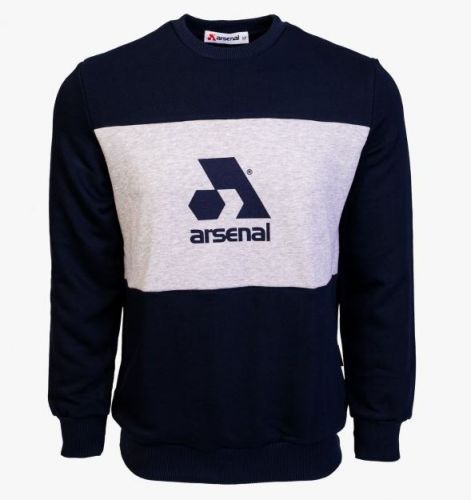 Arsenal Small Blue / Grey Cotton-Poly Standard Fit Logo Pullover Sweater