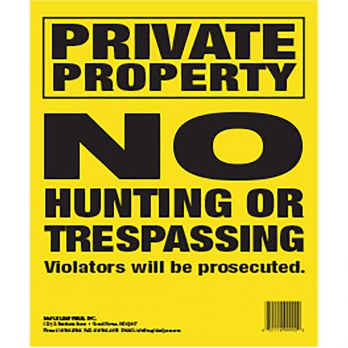 Maple Leaf No Trespassing Sign Yellow 8.5 x 11 in. Vertical 25 pk.