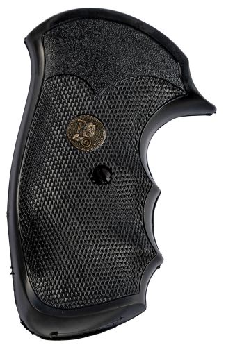 Pachmayr Gripper Grip Checkered Black Rubber with Finger Grooves for S&W J Frame with Round Butt