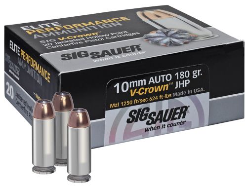 Sig Sauer Elite V-Crown Jacketed Hollow Point 10mm Ammo 180gr 20 Round Box