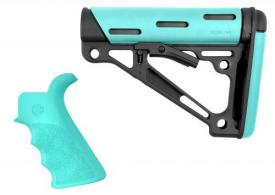 Hogue OverMolded 2-Piece Kit AR-15 Mil-Spec Rubber/Polymer Black/Aqua