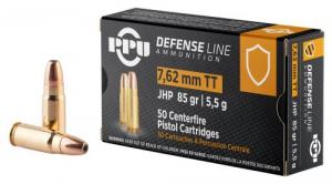 PPU Defense 7.62x25mm Tokarev 85 gr Jacketed Hollow Point (JHP) 50 Bx/ 10 Cs