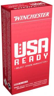 Winchester USA Ready Full Metal Jacket Flat Nose 9mm Ammo 115 gr 50 Round Box - RED9