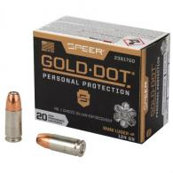 Speer Ammo Gold Dot Personal Protection 9mm 124 GR Hollow Point 20 Bx/ 10 Cs - 23618GD
