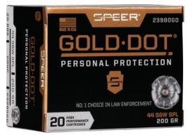 Speer Ammo Gold Dot Personal Protection 44 Special 200 GR Hollow Point 20 Bx/ 10 Cs - 23980GD