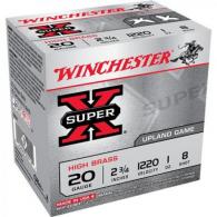 Winchester  Super X High Brass 20 Gauge Ammo  2.75 1 oz #8 Shot 25 Bx/ 10 Cs