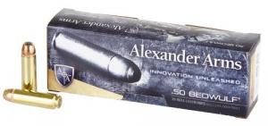 Alexander Arms 50 Beowulf 400 Grain Flat Point 20/Box