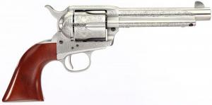 Taylors and Company 1873 Cattleman Floral Engraved 45 Colt (LC) 6 Round 5.50" Nickel Engraved Walnut Navy Sized (Taylor Tuned)