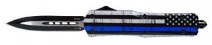 Templar Knife Back The Blue 3.50" Dagger Plain Black 440C Stainless Steel Blue/White/Black Zinc Aluminum Alloy Handle OT - LBTB131