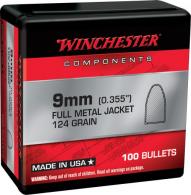Winchester Ammo Centerfire Handgun Reloading 9mm .355 124 gr Full Metal Jacket (FMJ) 100 Per Box - WB9MC124X