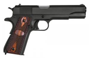 Auto-Ordnance 1911-A1 GI Spec 9mm Luger 5" 9+1 Matte Black Steel Checkered Wood with Integrated US Logo Grip