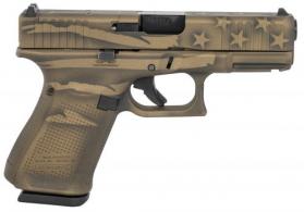 Glock G19 Gen5 Compact MOS Black/Coyote Battle Worn Flag 9mm Pistol - PA195S204MOSBBBWFLAG