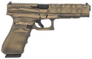 Glock G35 Gen4 Competition MOS Black/Coyote Battle Worn Flag 40 S&W Pistol - UG3530104MOSBBBWFLAG