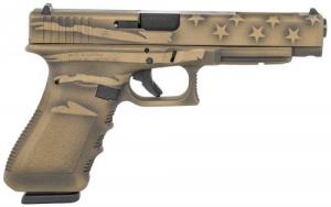 Glock G34 Gen3 9mm Luger 5.31" 17+1 Overall Black/Coyote Battle Worn Flag Cerakote USA Made - UI3430104BBBWFLAG