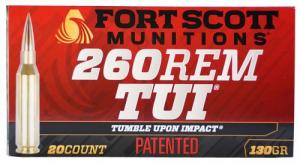 Fort Scott Munitions 260 130gr SCV2 Tumble Upon Impact (TUI) 260 Rem 130 gr Solid Copper Spun 20 Per Box/ 25 Case