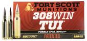 Main product image for Fort Scott Munitions 308 150gr SCV2 Tumble Upon Impact (TUI) Rifle 308 Win 150 gr Solid Copper Spun 20 Per Box/ 10 Case