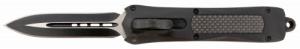 Steel River Knives Spartan 3.50" OTF Dagger Plain Black/Silver 440C SS Blade/ Black w/Carbon Fiber Inlay Aluminum Zinc Al - 1195