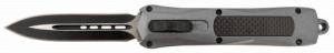 Steel River Knives Spartan 3.50" OTF Dagger Plain Black/Silver 440C SS Blade/ Gray w/Carbon Fiber Inlay Aluminum Zinc All - A163BD