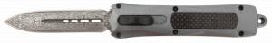 Steel River Knives Spartan 3.50" OTF Dagger Plain Damascus 440C SS Blade/Gray w/Carbon Fiber Inlay Aluminum Zinc Alloy H - A163BDD